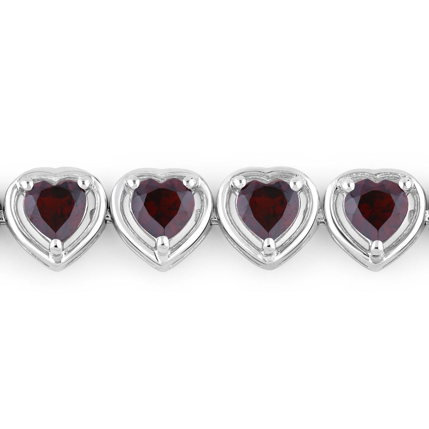 10.50 Ct Heart Red Garnet Prong Sterling Silver Tennis Bracelet