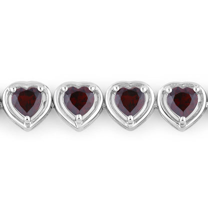 10.50 Ct Heart Red Garnet Prong Sterling Silver Tennis Bracelet