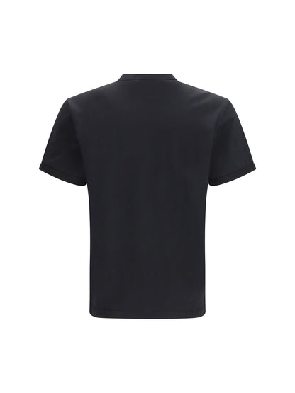 T-Shirt With Patch Black Cotton