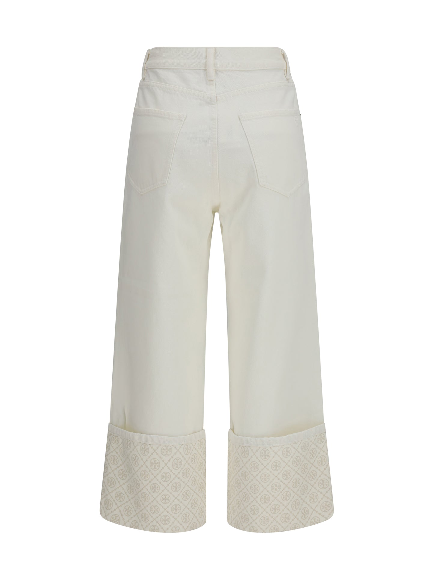 Straight-Leg Jeans With T Monogram Cuffs, White