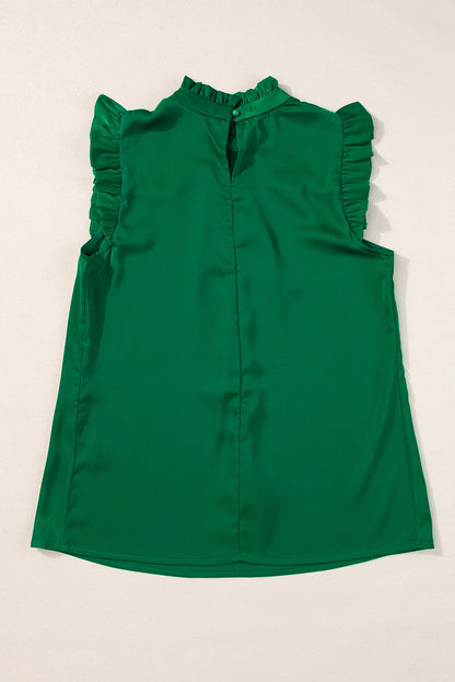 Threaded Pear Emerald Pleated Sleeveless Top