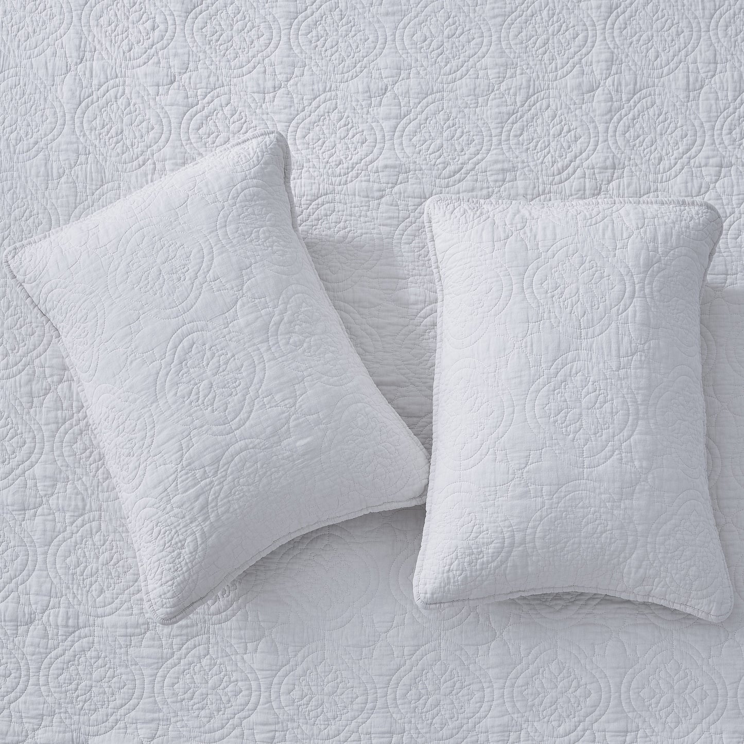 Patina Vie 3 Piece 100% Cotton Stitched Embroidered Quilt Set