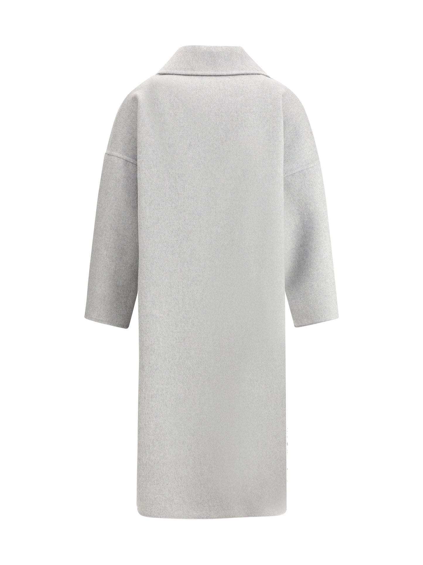 Double-Breasted Long Coat Light Grey Melange