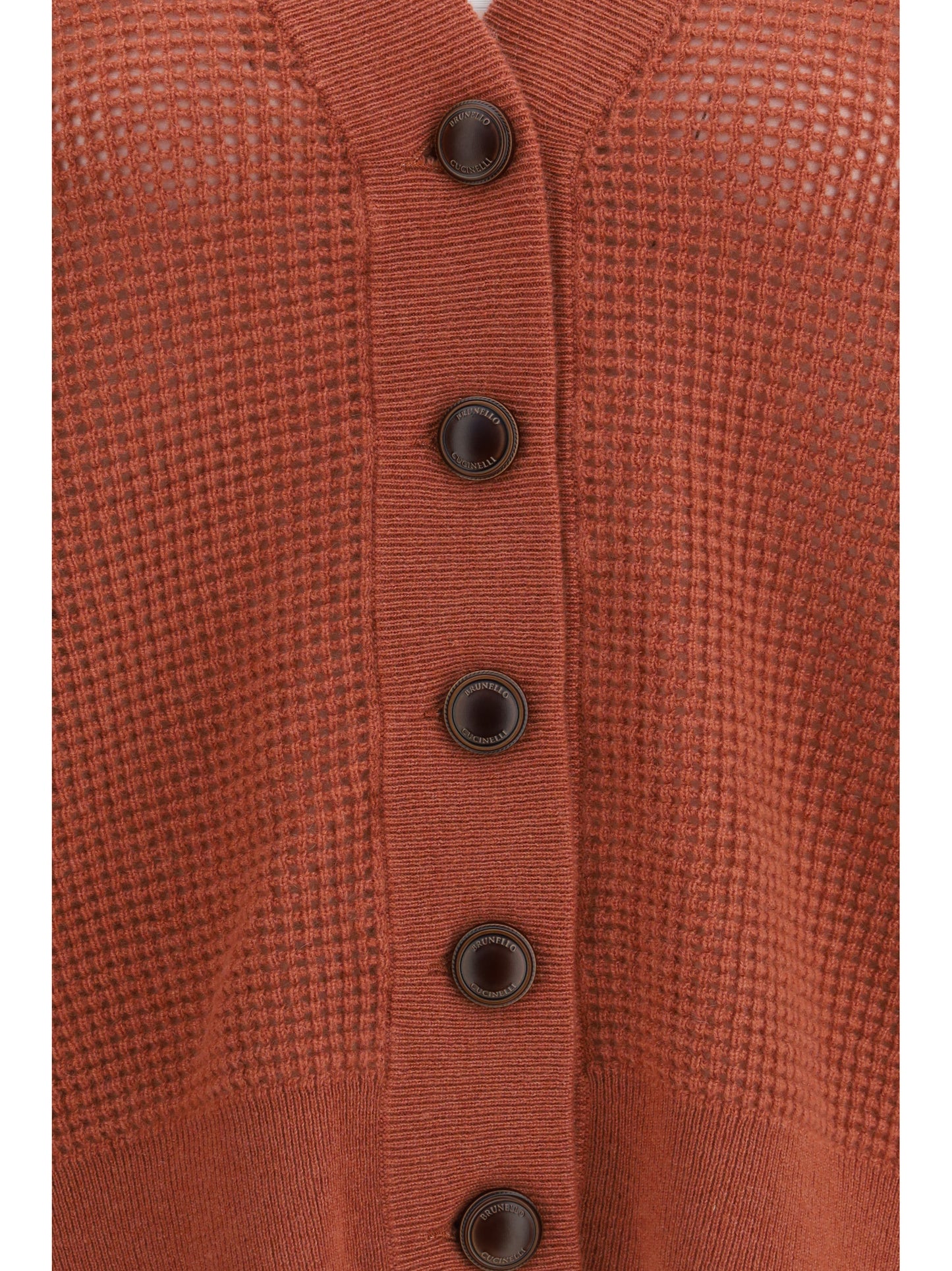 Cardigan V-Neck Cashmere Orange Flame/Oyster