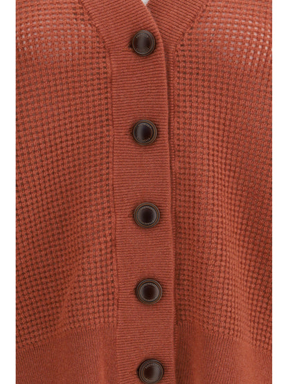 Cardigan V-Neck Cashmere Orange Flame/Oyster