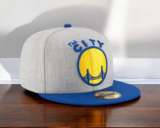 New Era Men's NBA Gsw Warriors Heather City Grand Logo 59Fifty Hats