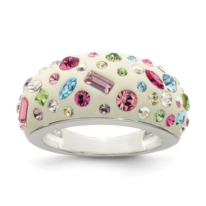 Silver Multi-Colored Stone Rings