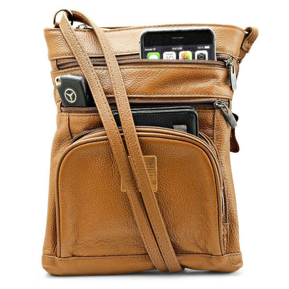 SteelTime Unisex Leather Crossbody Bag With Serenity Prayer