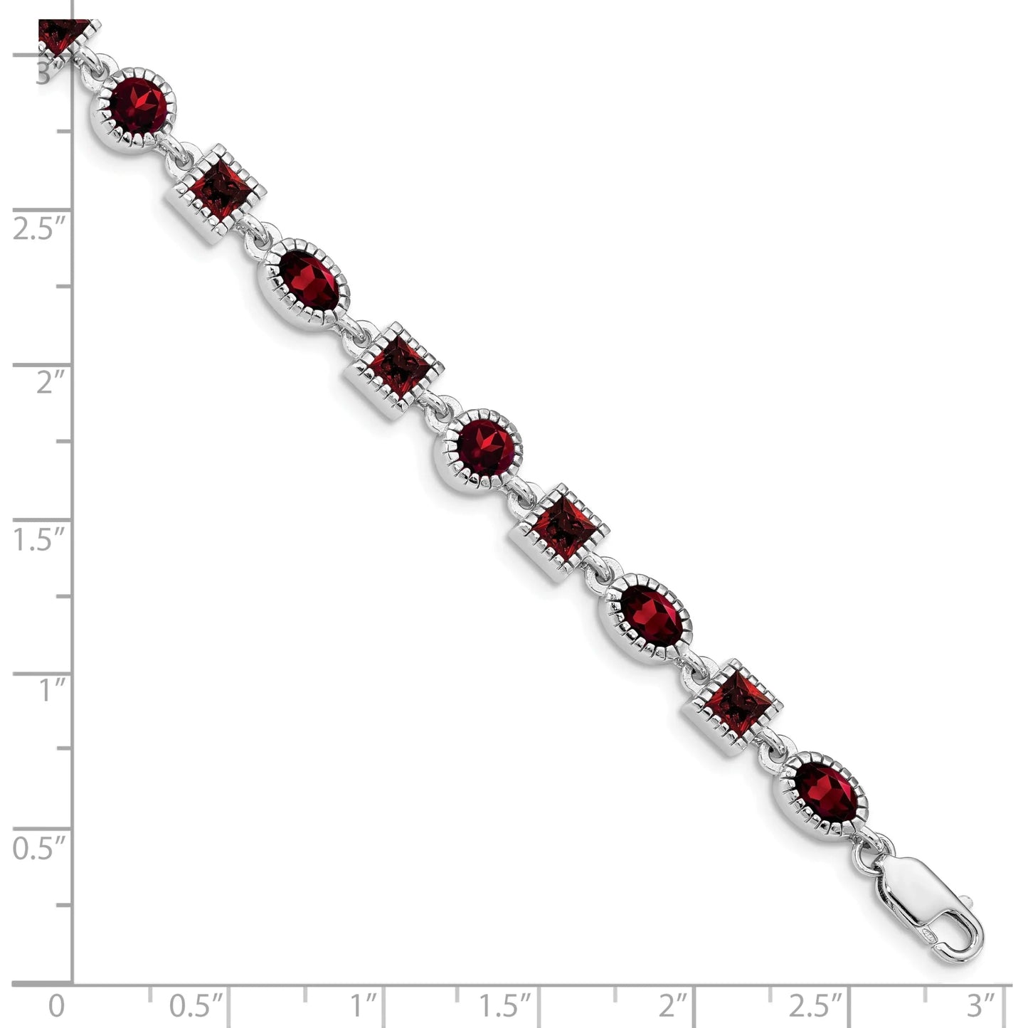 Genuine Red Garnet Sterling Silver Link Bracelets