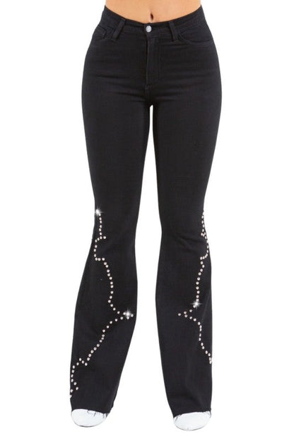 GJG Denim Santa Fe Bell Bottom Jean in Black Denim