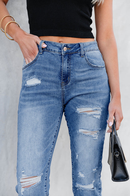 Threaded Pear Georgia Skinny Distressed Capri Jeans