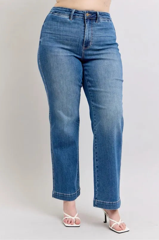Judy Blue Full Size High Waist Contrast Thread Straight Plus Size