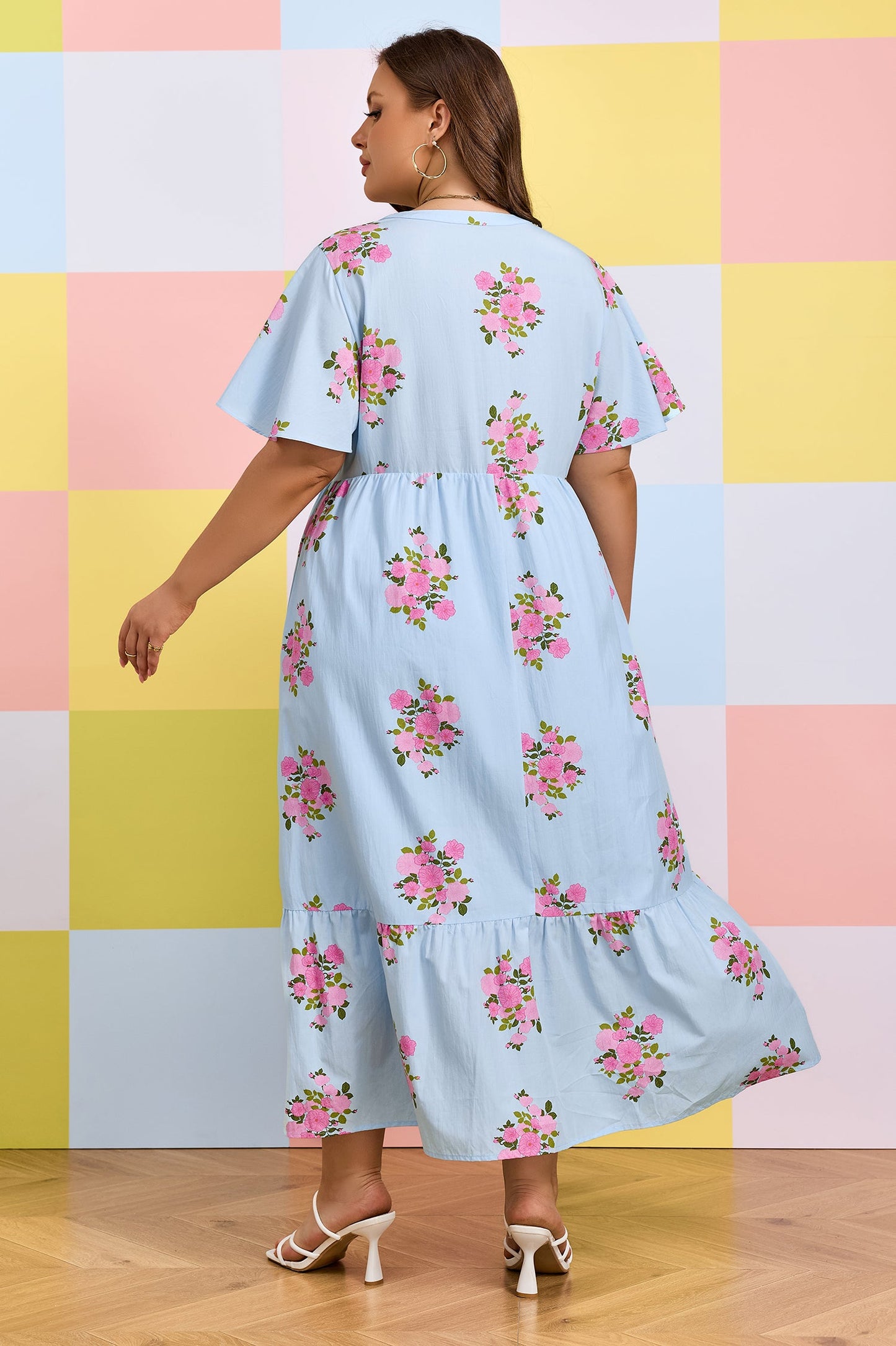 Threaded Pear Lucy Print Scalloped Trim Plus Dress