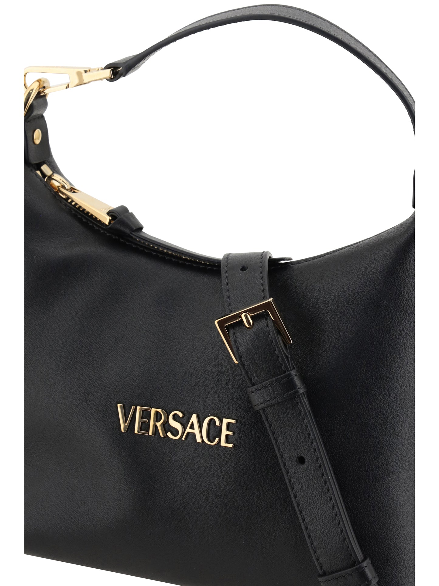 Hobo Handbag Black Calf Leather