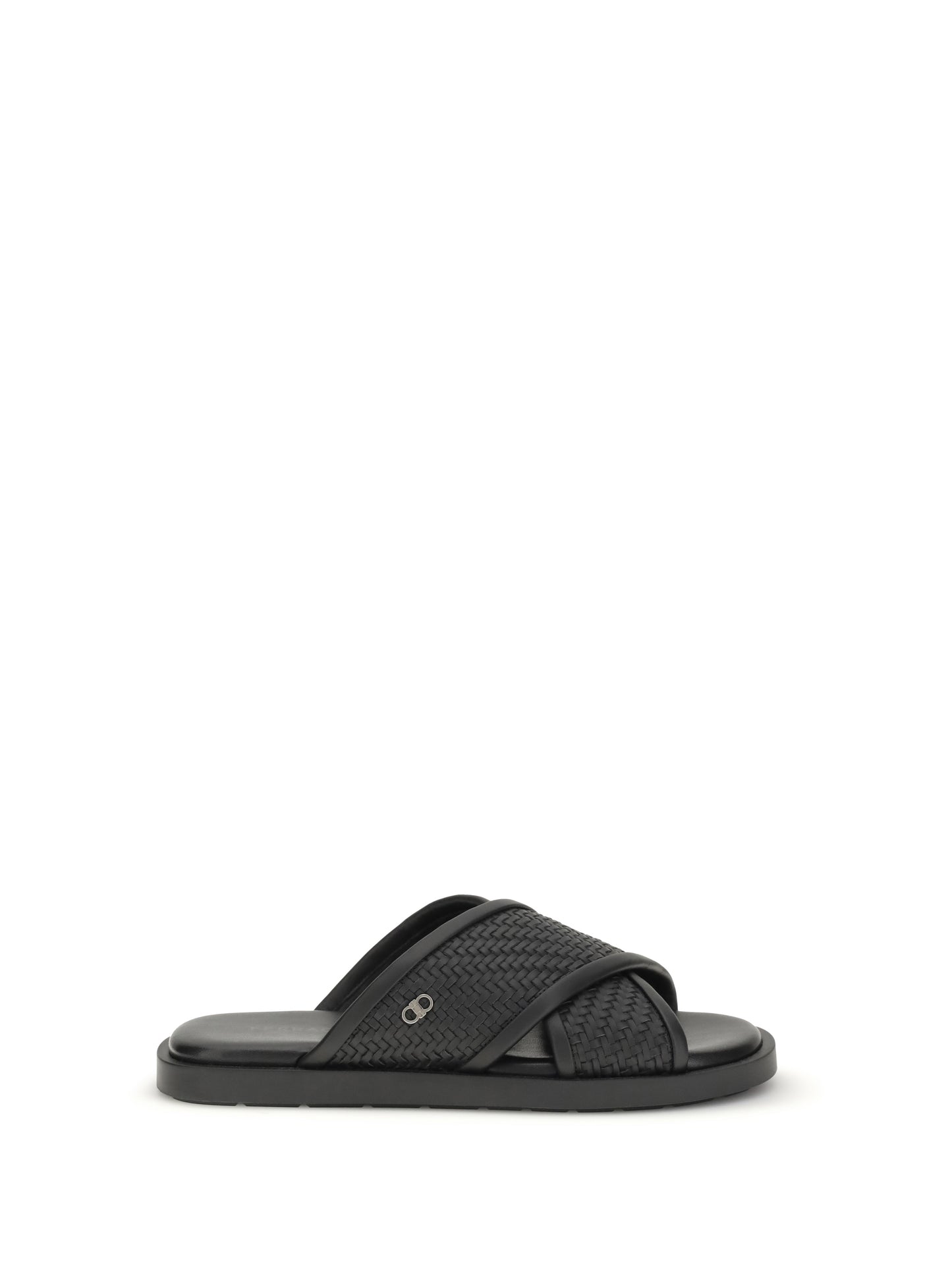 Sandals Gancini Black Calf Leather