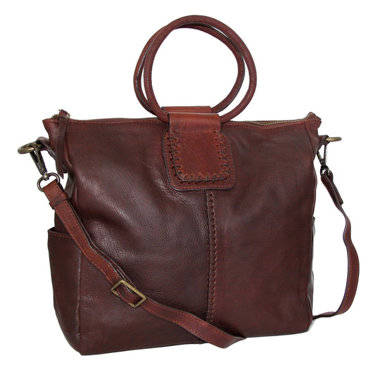 Nino Bossi Tonya's Ring Leather Tote - Walnut