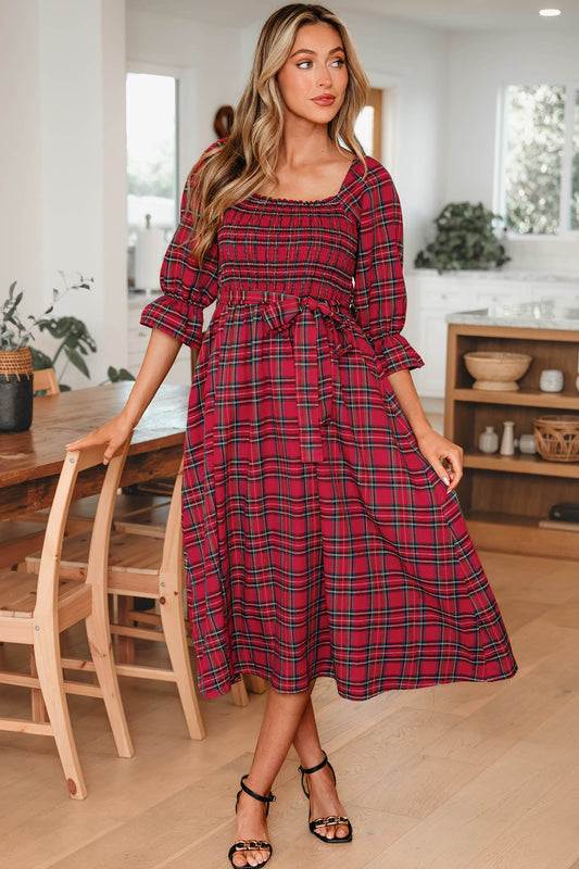 Threaded Pear Jazmin Waist Flared Midi Dress