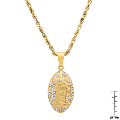 Steeltime 18k Gold Plated Football Necklace