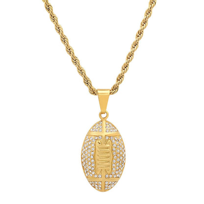 Iced Sports Pendant Necklace Set – Soccer, Football & Hoop (3-Piece)