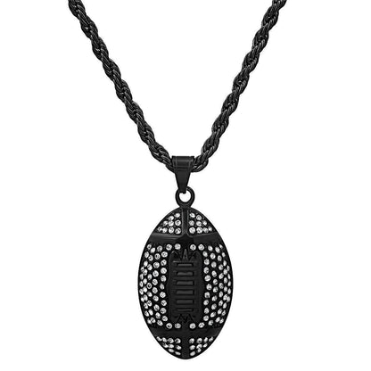 Iced Sports Pendant Necklace Set – Soccer, Football & Hoop (3-Piece)