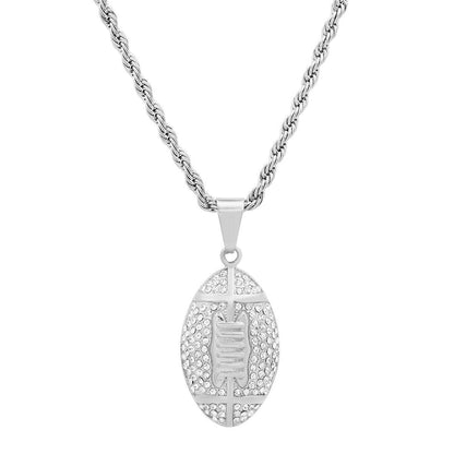 Iced Sports Pendant Necklace Set – Soccer, Football & Hoop (3-Piece)