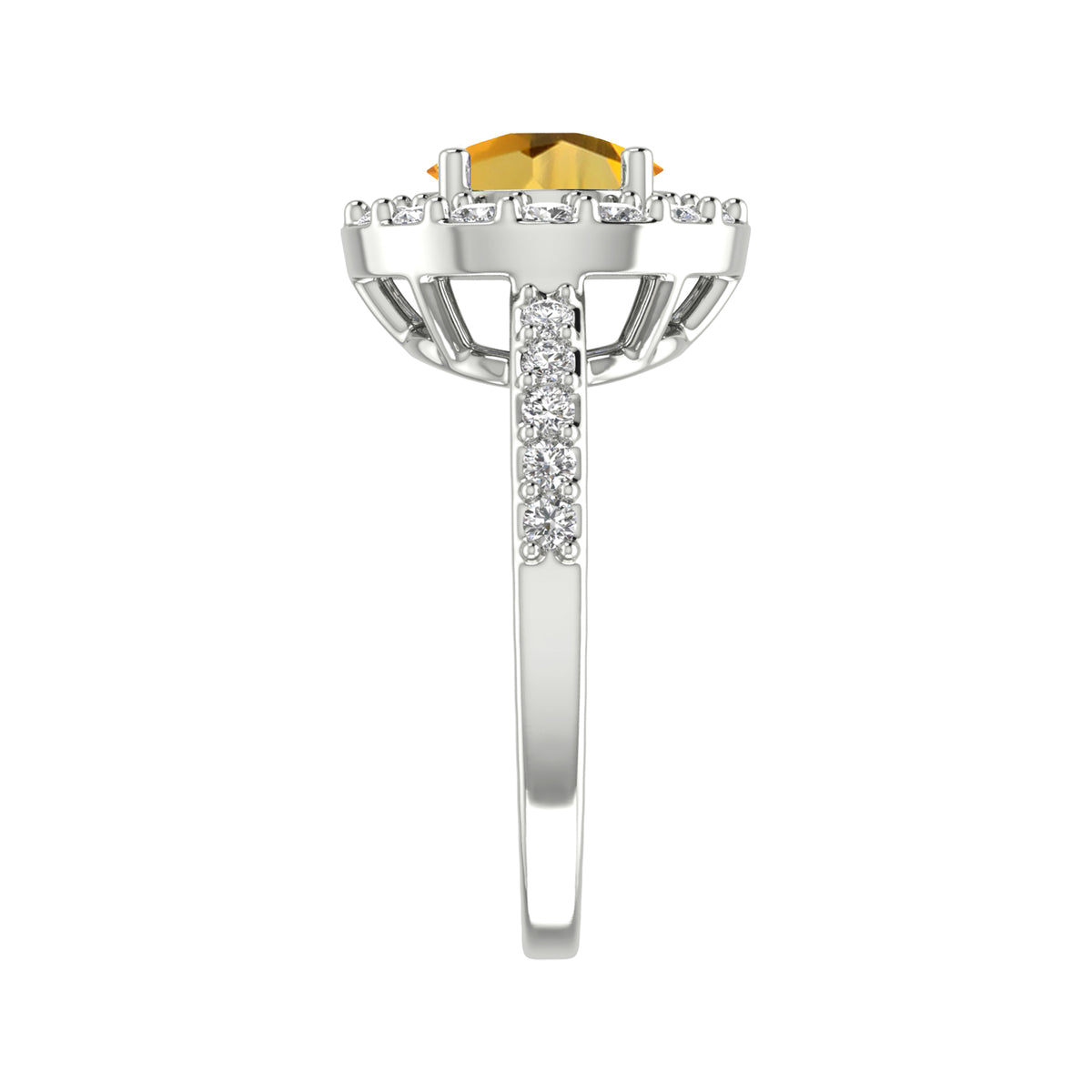 Sterling Silver 2.00 CTTW Natural Citrine and White Topaz Halo Ring for Women