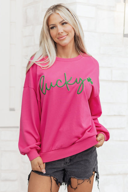 Threaded Pear Armani Clover Embroidered Loose Pullover