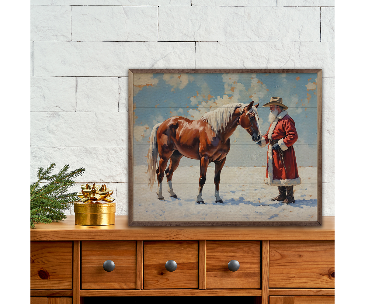 Kendrick Home Santa In Field With Horse