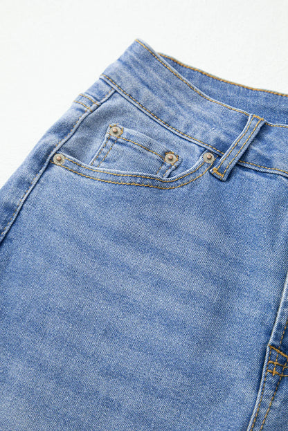 Jamie - Raw Hem Unique Cuffs Straight High Rise Loose Jeans