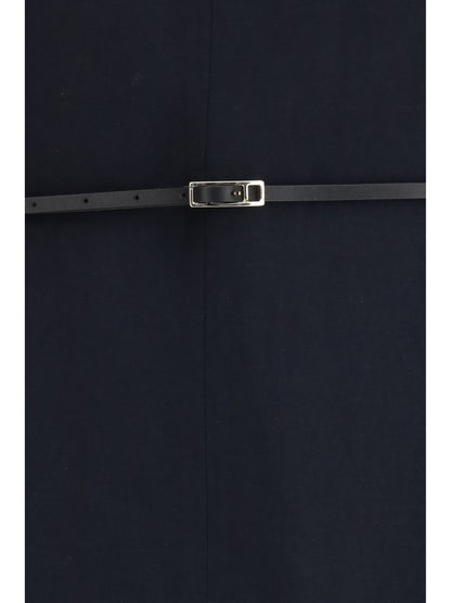 V-Neck Belted Dress Night Blue