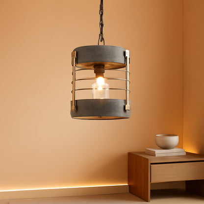 Farmhouse Pendant Light, Adjustable Metal and Wood Chandelier Light Fixture, Rustic Pendant Lighting for Kitchen Island, Bedroom, Dining Room and Entryway, Blue Gray