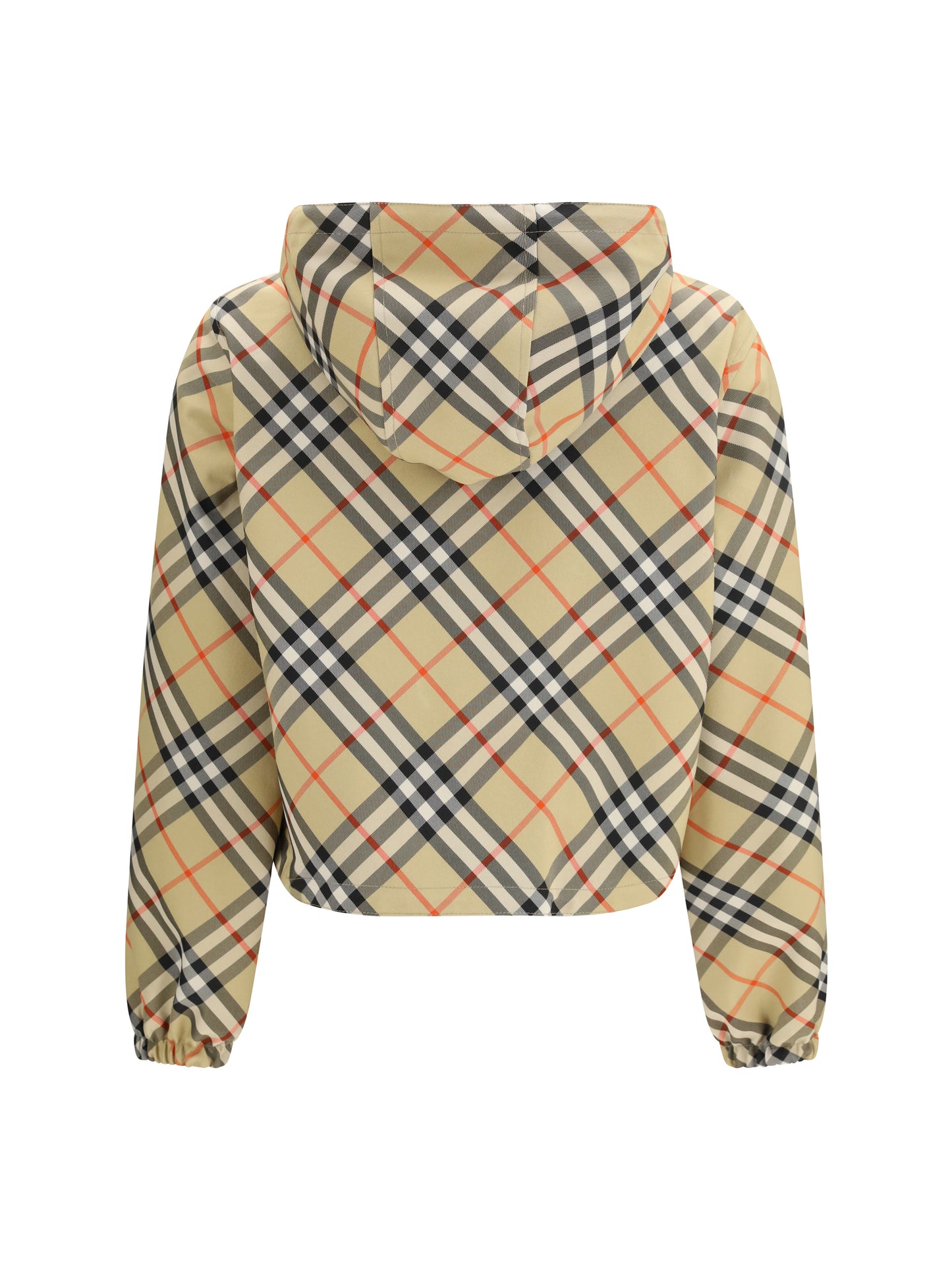 Cropped Reversible Check Jacket — Sand