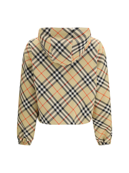 Cropped Reversible Check Jacket — Sand