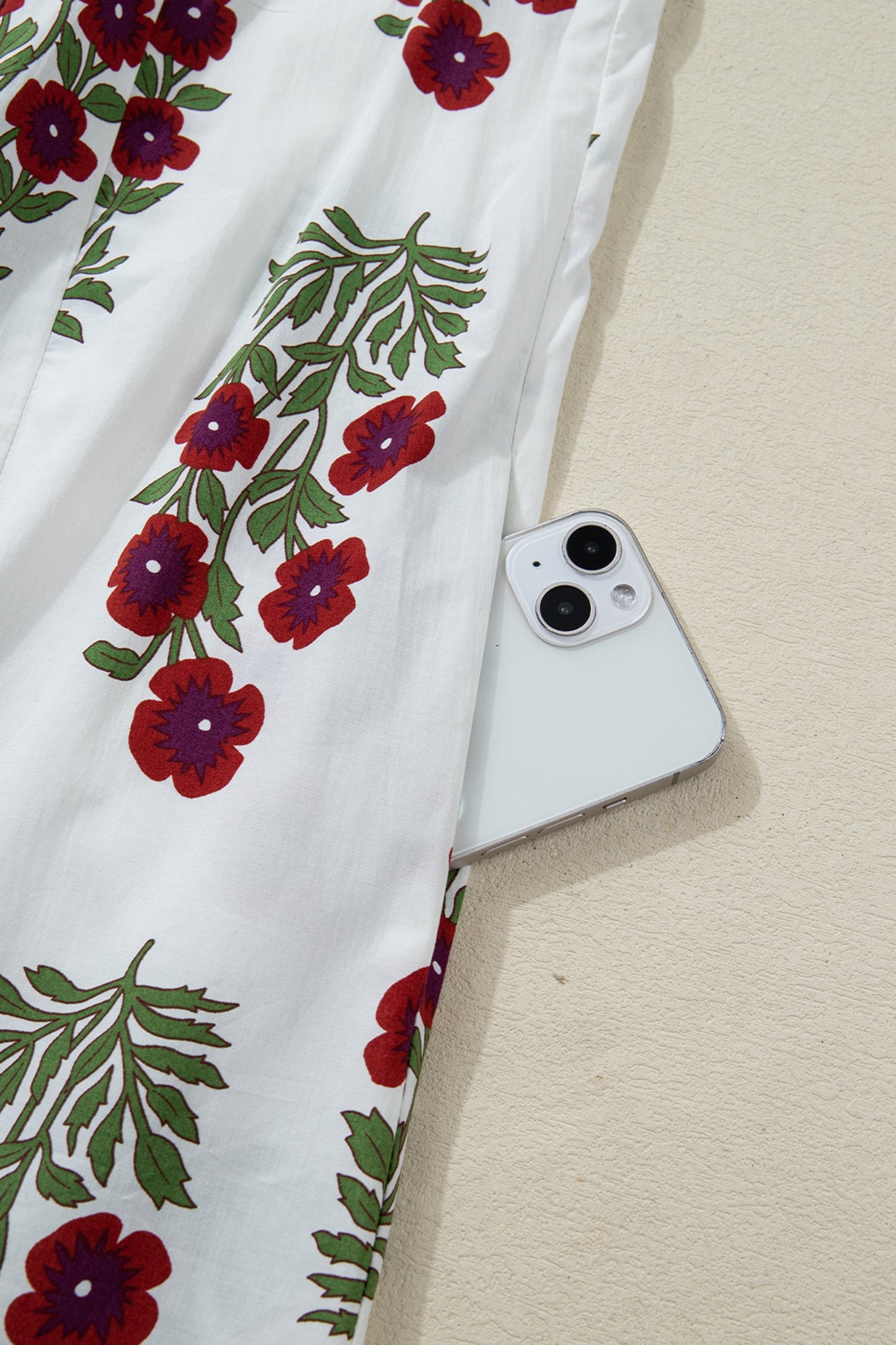 Threaded Pear Halo Sleeve Loose Floral Dress