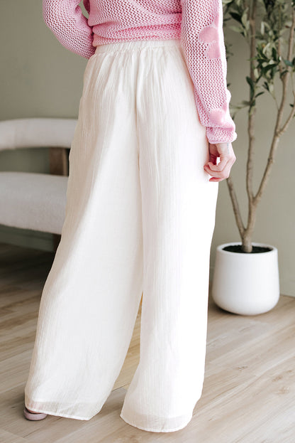Threaded Pear Jessie Casual Tie Waist Pleated Wide Leg Pants