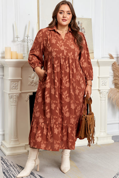 Threaded Pear Mallory 4 Sleeve Long PLUS Dress