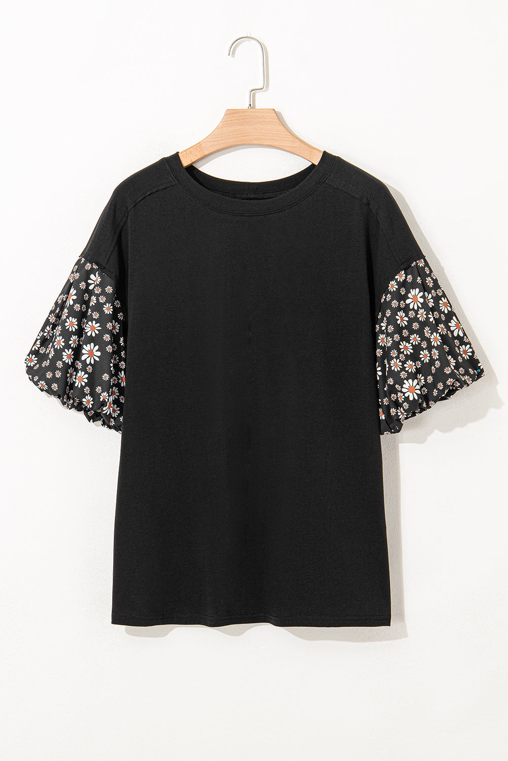 Aileen Floral Puff Sleeve Oversized Top - Threaded Pear