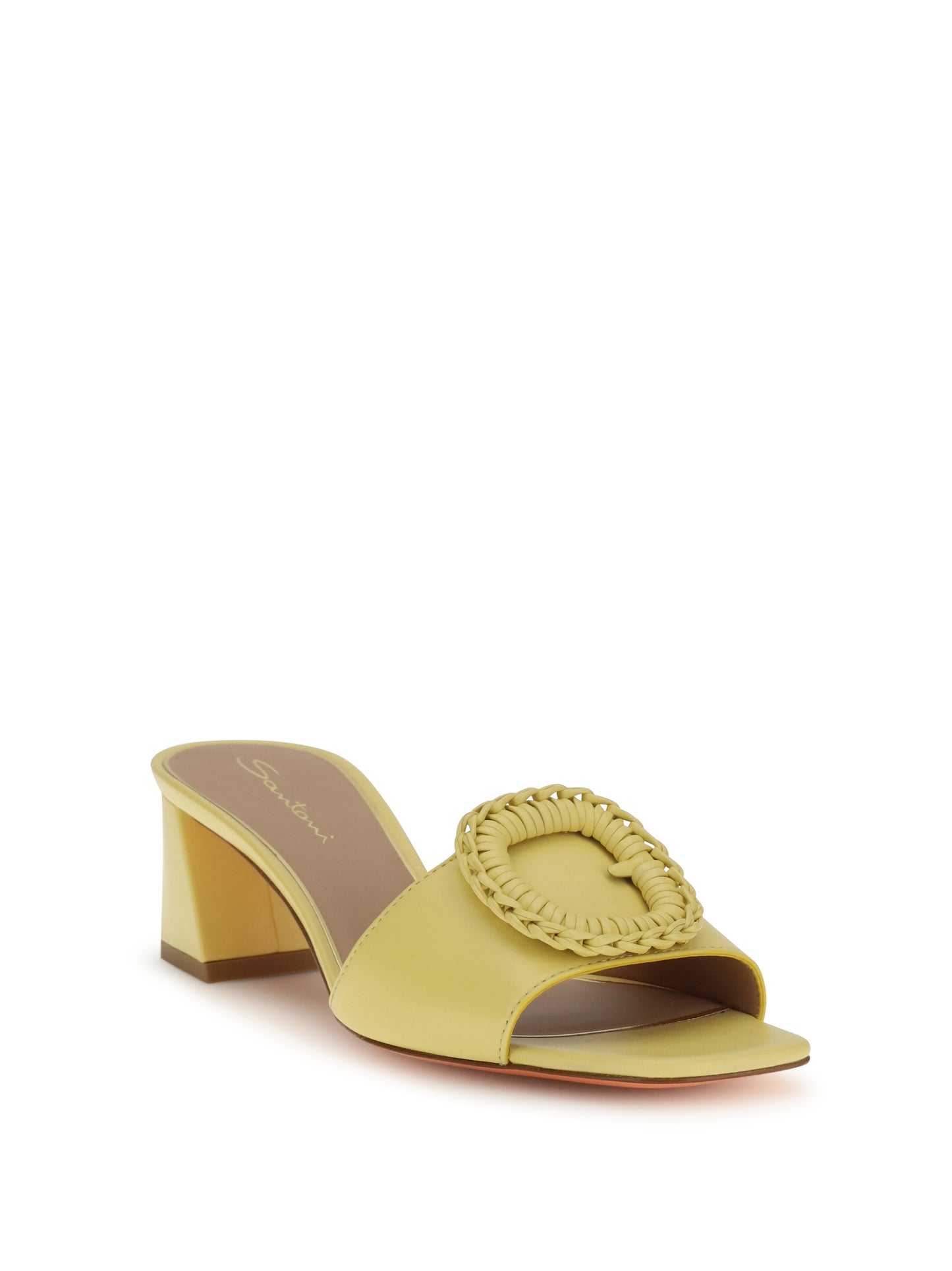 Leather Mule Sandals Yellow