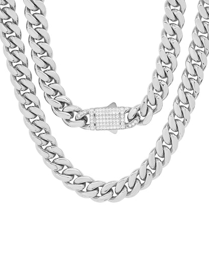 Pavé Lock Cuban Chain Necklace