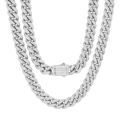 Pavé Lock Cuban Chain Necklace