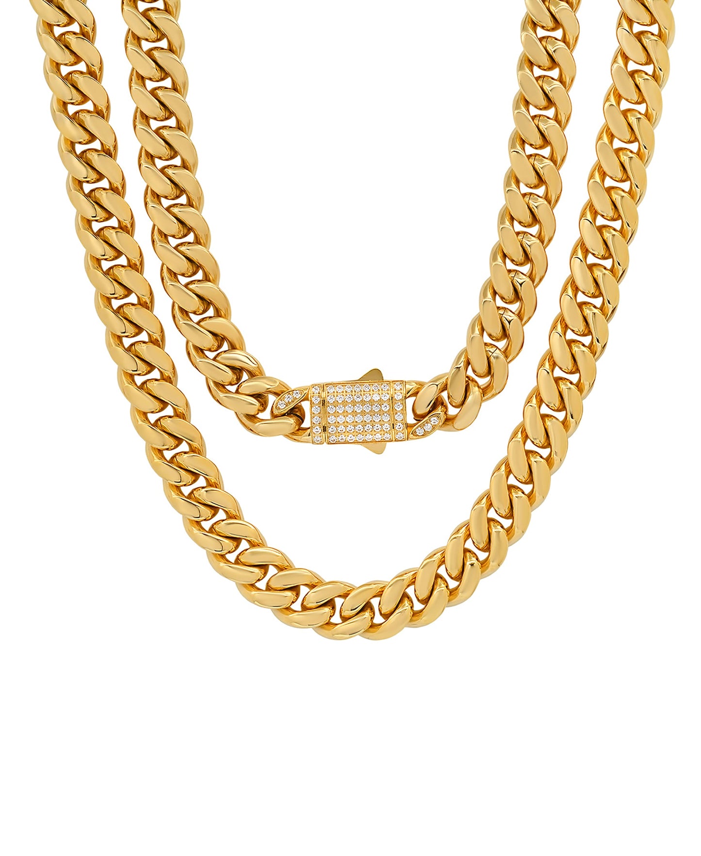 Pavé Lock Cuban Chain Necklace