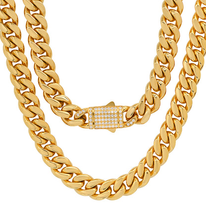 Pavé Lock Cuban Chain Necklace