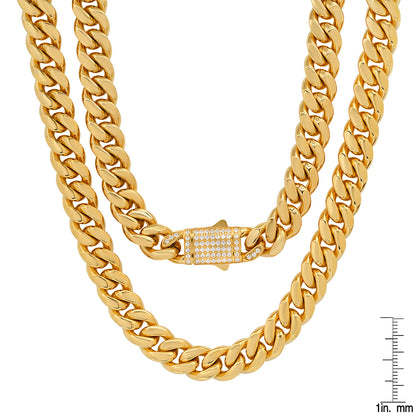 Pavé Lock Cuban Chain Necklace