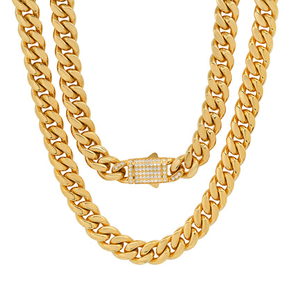 Pavé Lock Cuban Chain Necklace