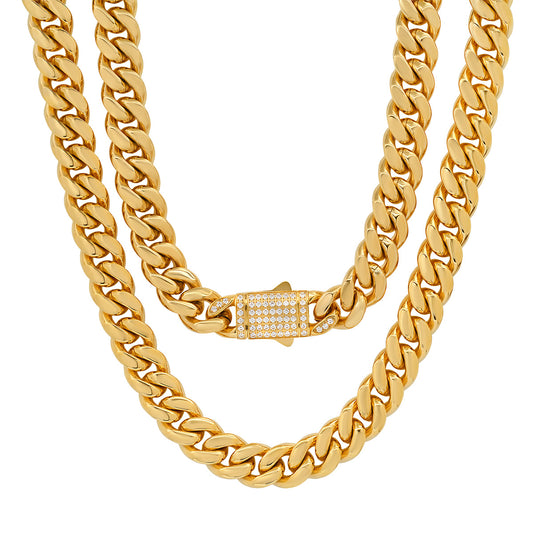 Pavé Lock Cuban Chain Necklace