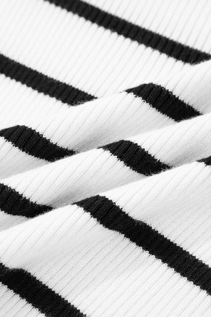 Threaded Pear Sutton Striped Ribbed Slim Sweater