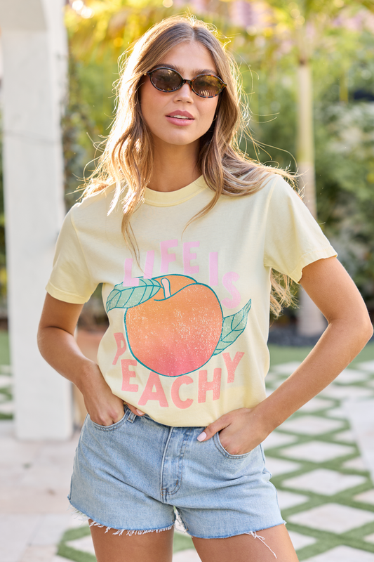 Life is Peachy Yellow Graphic Tee