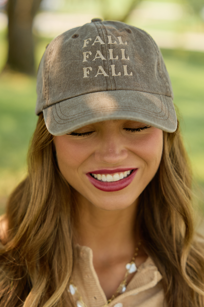 Fall Repeat Brown Embroidered Relaxed Hat