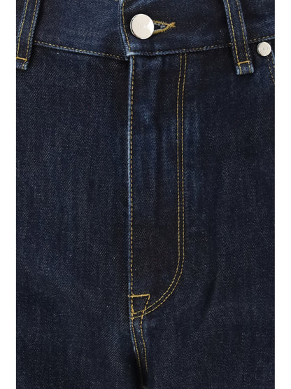 Straight-Leg Jeans Dark Blue Denim