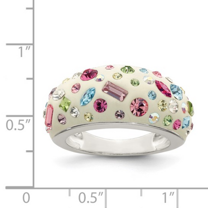 Silver Multi-Colored Stone Rings